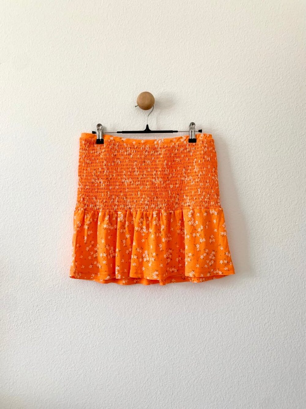 Noisy May Nordstrom Orange Cinched Flare Mini Summer Skirt Medium